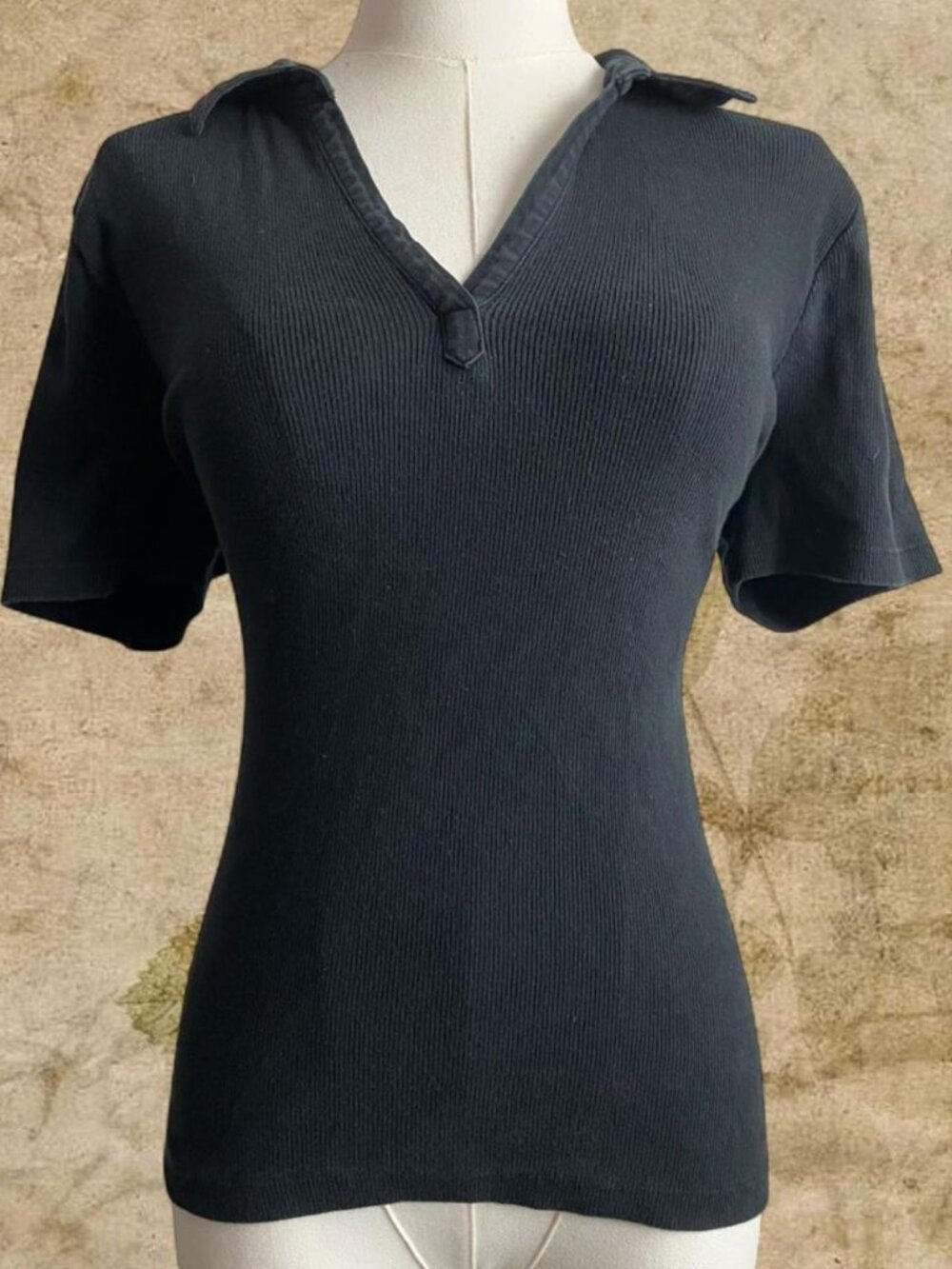 Vintage Charter Club Charcoal Gray V Neck Collared Polo Top Size Medium